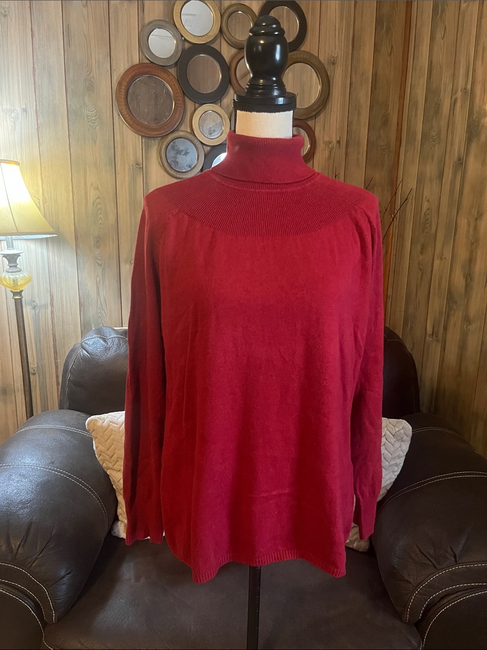 Woolrich Burgundy Cotton Wool Blend Turtleneck Sweater Gorpcore Cabincore Preppy